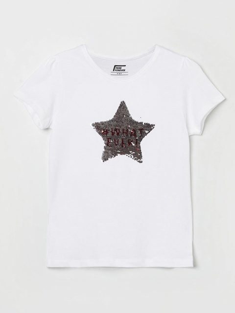 

Fame Forever by Lifestyle White Pure Cotton Embellished Top