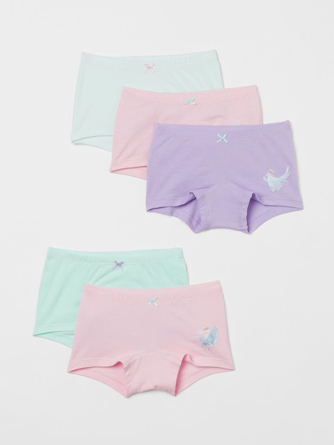 

H&M Girls Pink & Turquoise Blue 5-Pack Cotton Boxer Briefs