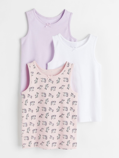 

H&M Girls Pack of 3 Beige & Purple Vest Tops
