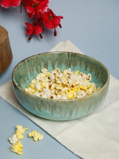 

EK BY EKTA KAPOOR Teal Solid Handcrafted Ceramic Bowl