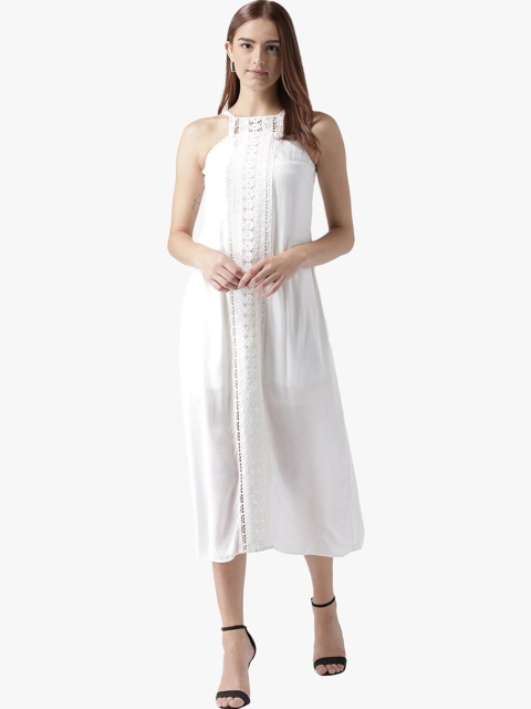

DODO & MOA White Halter Neck A-Line Midi Dress