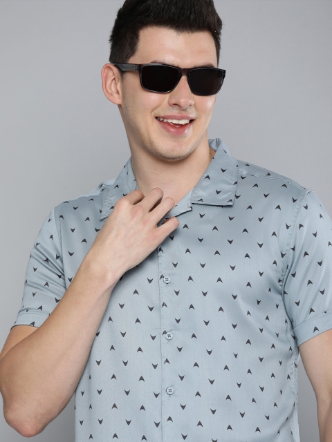 

HERE&NOW Men Grey Printed Casual Shirt