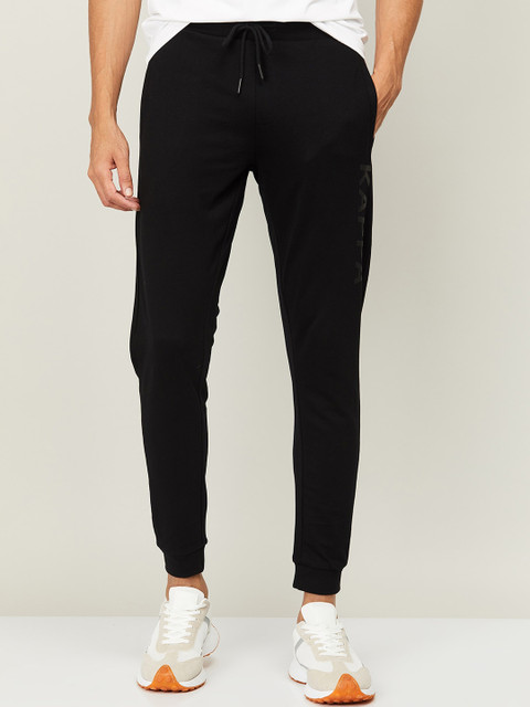

Kappa Men Black Solid Cotton Slim-Fit Joggers