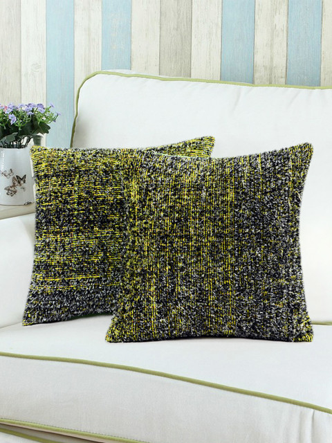 

Saral Home Yellow Set of 2 16'' x 16'' Square Cushion Covers