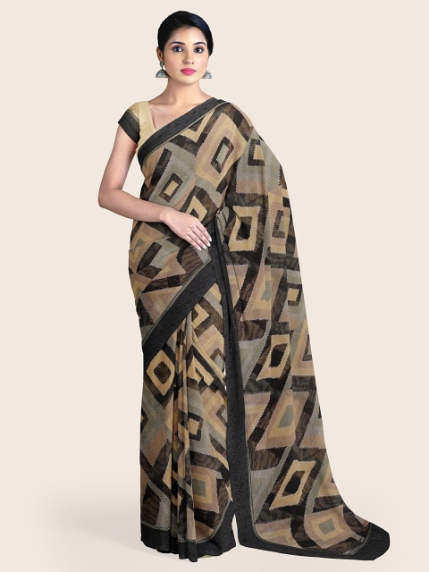 

Pothys Black & Brown Printed Saree