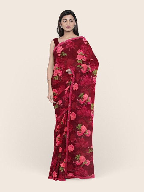

Pothys Purple & Pink Floral Saree