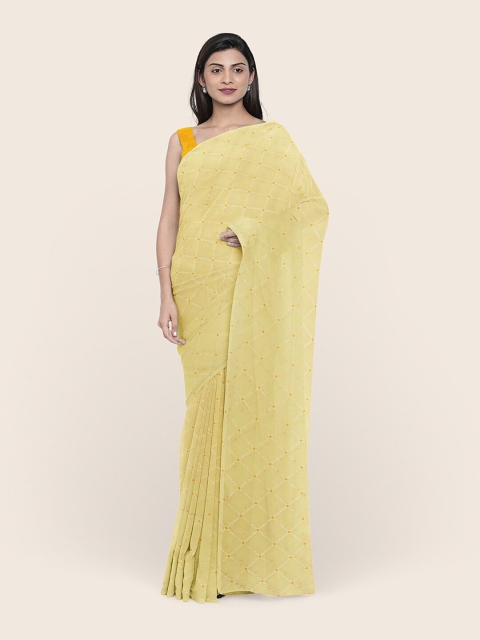 

Pothys Yellow Abstract Printed Saree