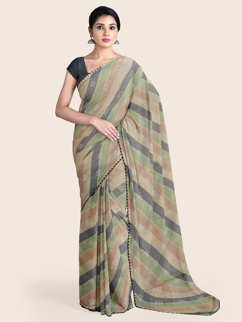 

Pothys Grey & Pink Printed Poly Chiffon Saree
