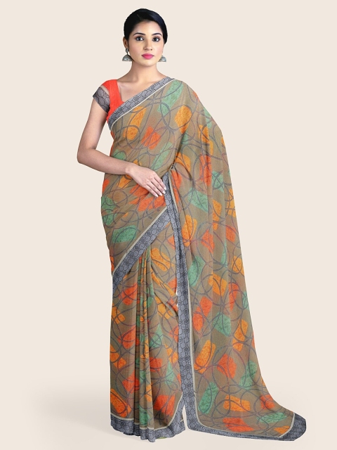 

Pothys Grey & Orange Saree