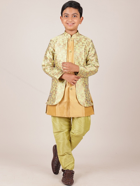 

Pothys Boys Khaki and Green Printed Jacquard Sherwani