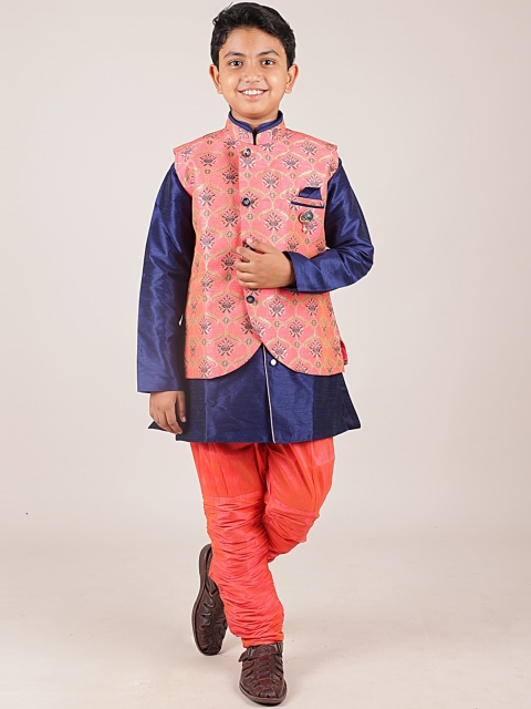 

Pothys Boys Pink & Navy Blue Sherwani