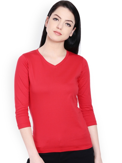

Style Quotient Women Red Solid T-shirt