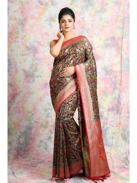 

Charukriti Black & Red Ethnic Motifs Zari Pure Silk Saree