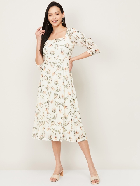 

CODE by Lifestyle White Floral Midi Dress