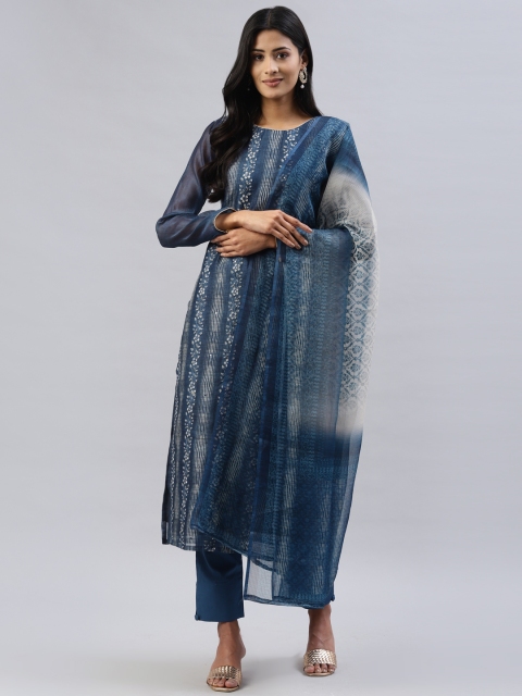 

Readiprint Fashions Navy Blue & Off White Embroidered Unstitched Dress Material