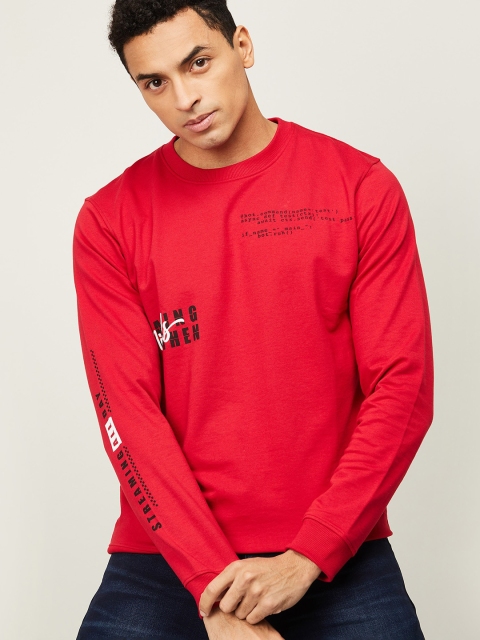 

Bossini Men Red Cotton Printed Sweatshirt