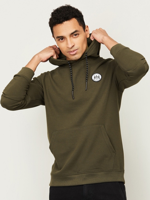 

Bossini Men Olive Green Hooded Sweatshirt