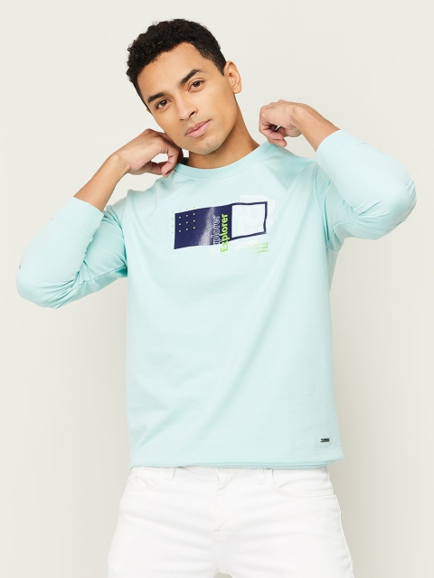 

Bossini Men Teal Printed Round Neck Cotton Sweatshirt