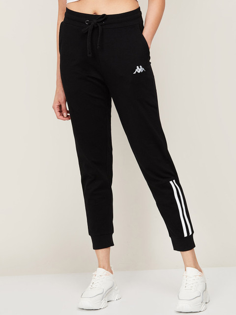 

Kappa Women Black Solid Slim-Fit Pure Cotton Joggers