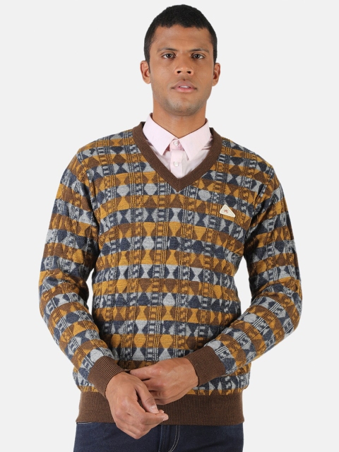 

Monte Carlo Men Brown & Mustard Printed Pullover