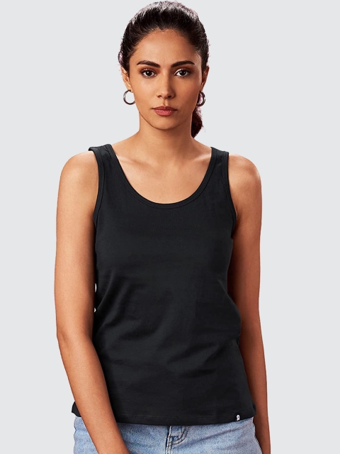 

The Souled Store Black Solid Tank Top