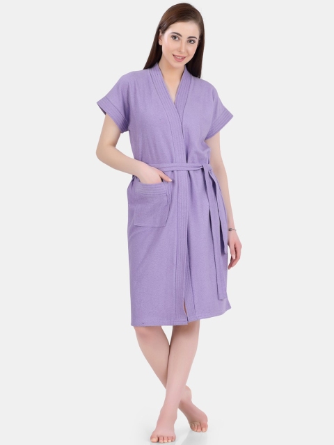 

POPLINS Women Purple Solid Bath Robe