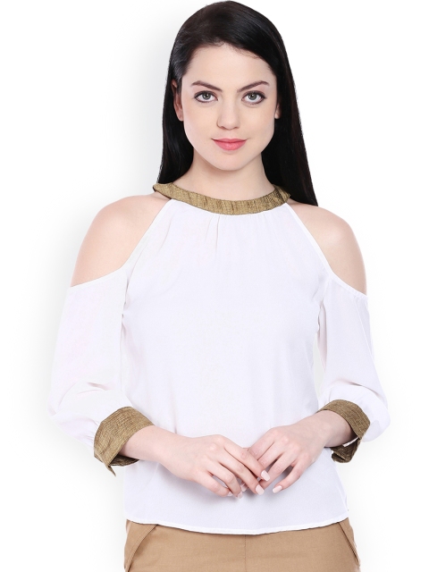 

Style Quotient Women White Solid Cold Shoulder Top