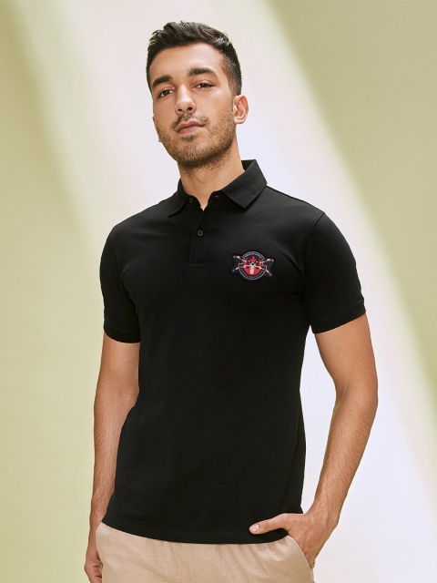 

The Souled Store Men Black Polo T-shirt