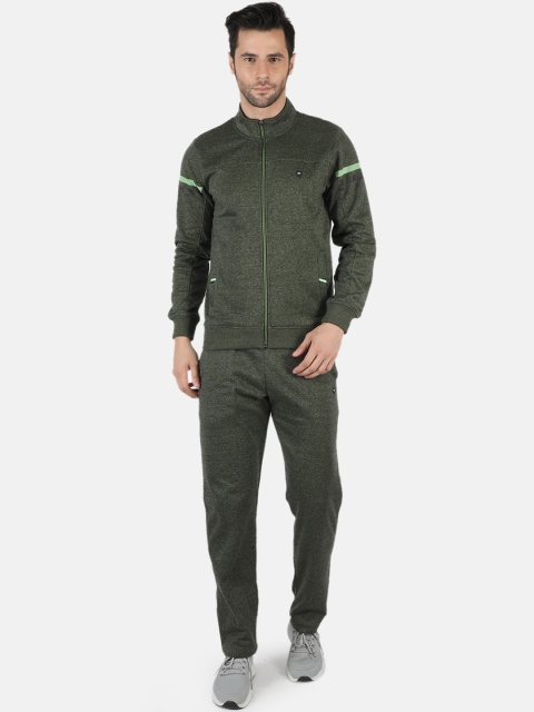 

Monte Carlo Men Olive Green Self Design Tracksuit