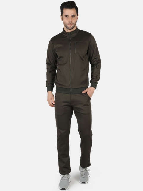 

Monte Carlo Men Olive Green Solid High-Rise Athleisure Tracksuit