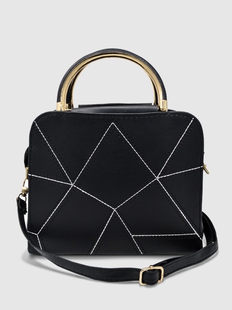 

LYKKEIN Black Geometric Textured Handheld Bag