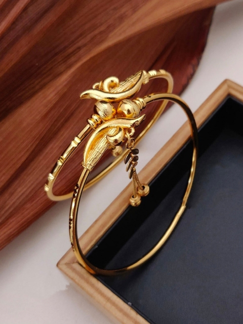 

Shining Diva Set Of 2 Gold-Plated Adjustable Bangles