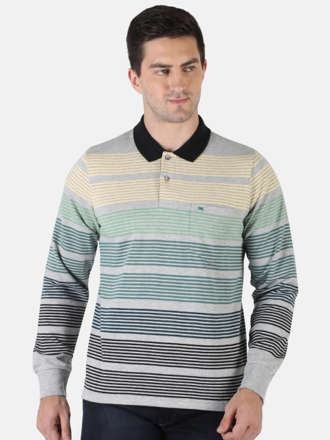 

Monte Carlo Men Green Striped Polo Collar T-shirt