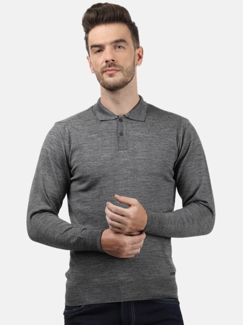 

Monte Carlo Men Grey Polo Collar Woolen T-shirt