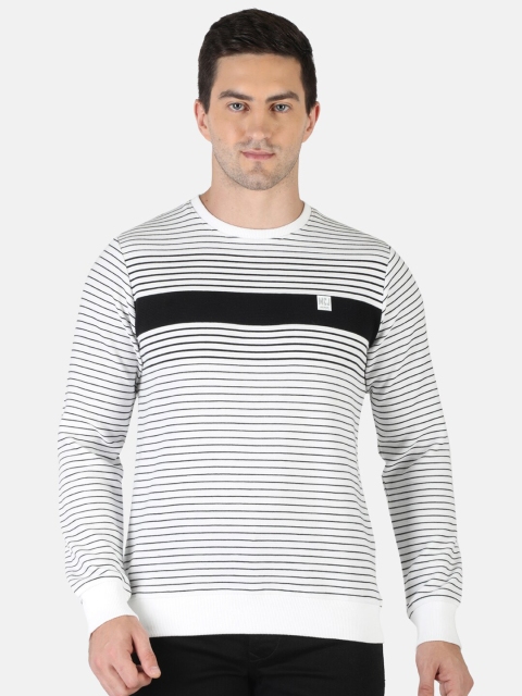 

Monte Carlo Men Off White & Black Striped Monochrome T-shirt
