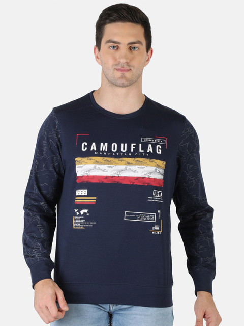 

Monte Carlo Men Plus Size Blue Typography Printed Slim Fit T-shirt