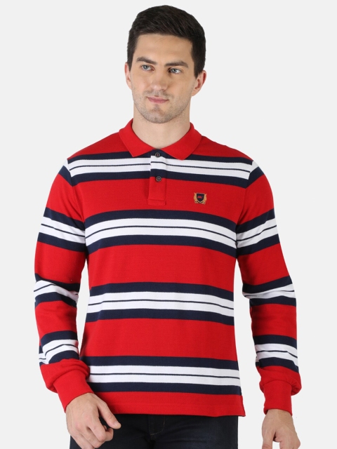 

Monte Carlo Men Red & White Striped Polo Collar T-shirt