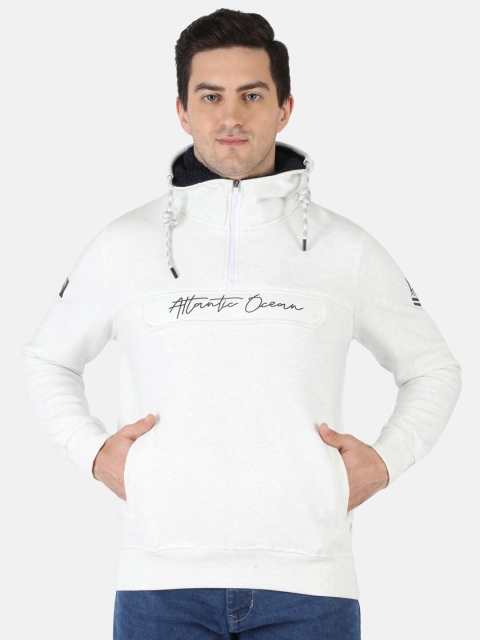 

Monte Carlo Men Off-White Typography Printed Hooded Sweatshirt