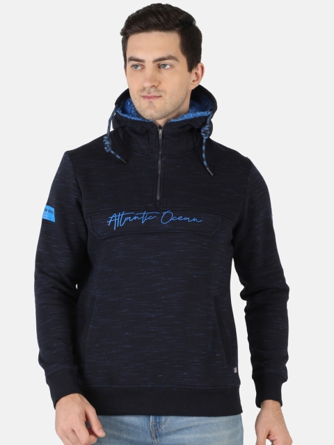 

Monte Carlo Men Navy Blue Typography Printed Hooded Sweatshirt