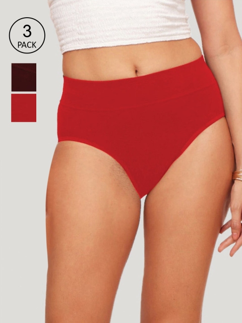 

Reveira Women Pack of 3 Assorted Solid Hipster Briefs