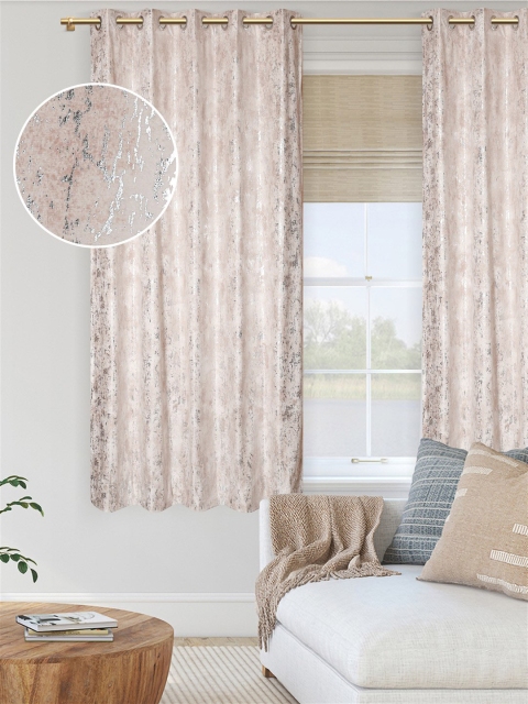 

DREAM WEAVERZ Cream Printed Set of 2 Room Darkening Window Curtain