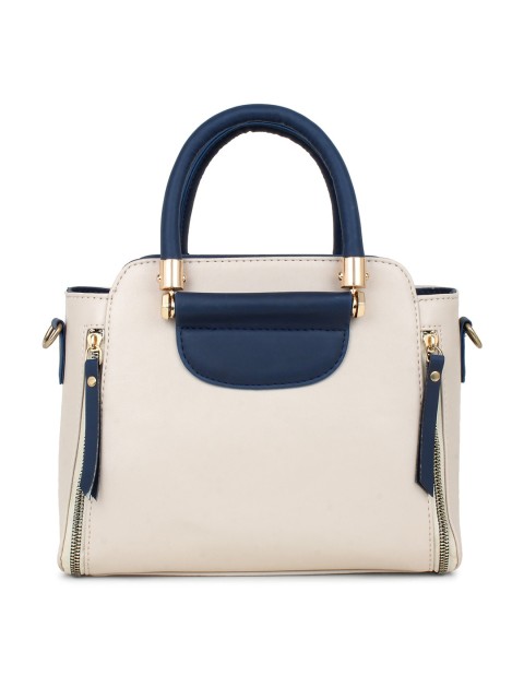 

LEGAL BRIBE White Colourblocked PU Structured Handheld Bag