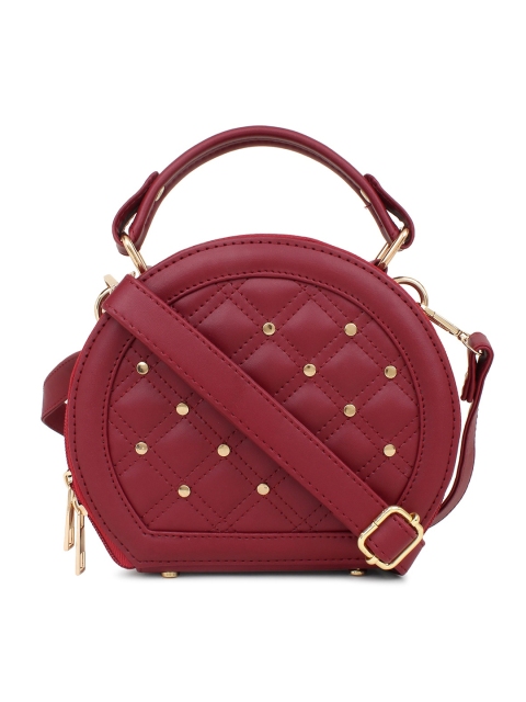 

LEGAL BRIBE Maroon Embellished PU Structured Sling Bag with Quilted