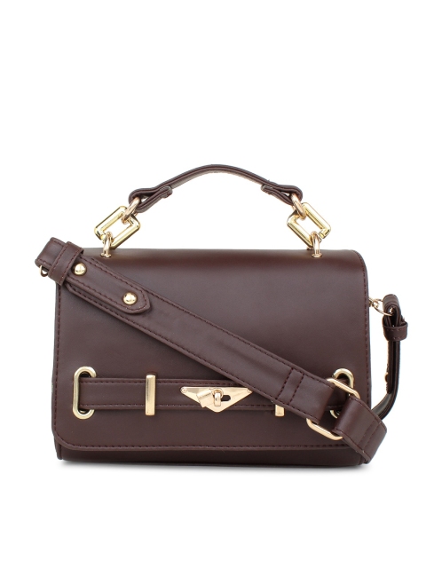 

LEGAL BRIBE Brown PU Structured Satchel with Bow Detail