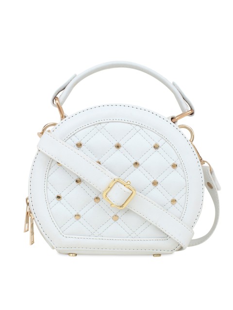 

LEGAL BRIBE White Textured PU Structured Sling Bag with Quilted
