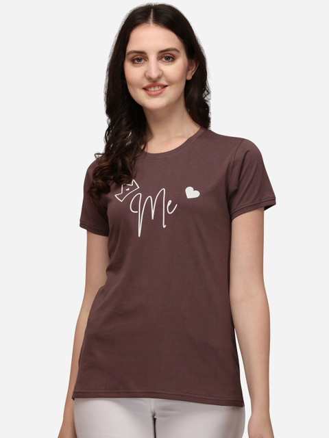 

Lenissa Women Brown Typography Bio Finish Outdoor T-shirt