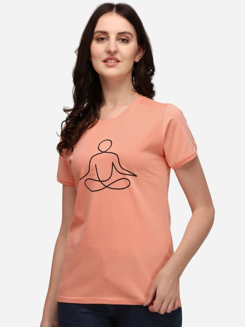 

Lenissa Women Orange Printed Pure Cotton Bio Finish T-shirt