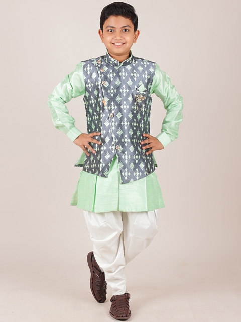 

Pothys Boys Green,Grey & White Sherwani