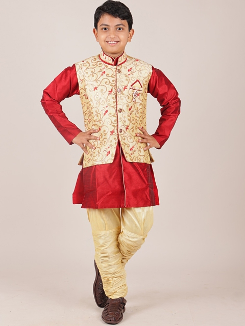 

Pothys Boys Maroon & Cream Sherwani