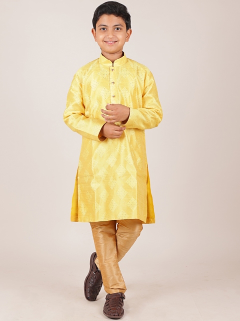 

Pothys Boys Yellow & Khaki Sherwani